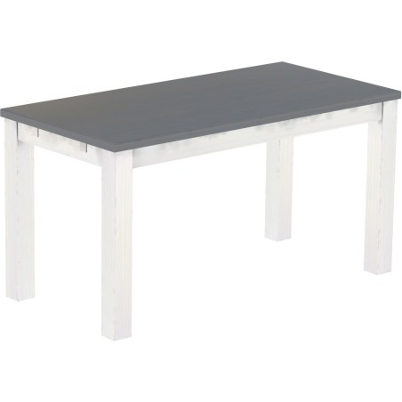 Esstisch 150x73 Rio Classico Seidengrau Weiss massiver Pinien Holztisch - vorgerichtet für Ansteckplatten - Tisch ausziehbar