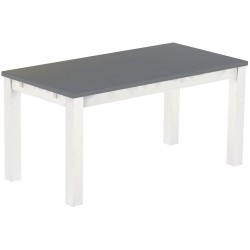 Esstisch 160x80 Rio Classico Seidengrau Weiss massiver Pinien Holztisch - vorgerichtet für Ansteckplatten - Tisch ausziehbar
