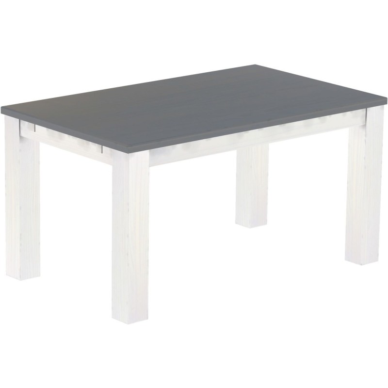 Esstisch 150x90 Rio Classico Seidengrau Weiss massiver Pinien Holztisch - vorgerichtet für Ansteckplatten - Tisch ausziehbar