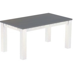 Esstisch 160x90 Rio Classico Seidengrau Weiss massiver Pinien Holztisch - vorgerichtet für Ansteckplatten - Tisch ausziehbar