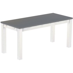 Esstisch 170x73 Rio Classico Seidengrau Weiss massiver Pinien Holztisch - vorgerichtet für Ansteckplatten - Tisch ausziehbar