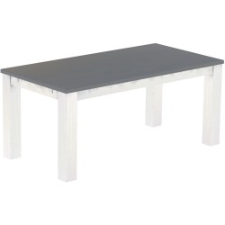 Esstisch 180x90 Rio Classico Seidengrau Weiss massiver Pinien Holztisch - vorgerichtet für Ansteckplatten - Tisch ausziehbar