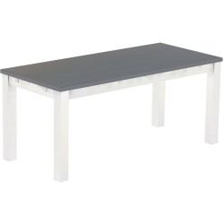 Esstisch 180x80 Rio Classico Seidengrau Weiss massiver Pinien Holztisch - vorgerichtet für Ansteckplatten - Tisch ausziehbar