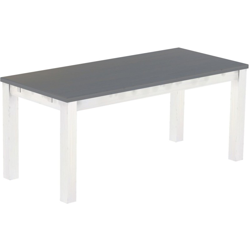 Esstisch 180x80 Rio Classico Seidengrau Weiss massiver Pinien Holztisch - vorgerichtet für Ansteckplatten - Tisch ausziehbar