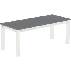 Esstisch 200x80 Rio Classico Seidengrau Weiss massiver Pinien Holztisch - vorgerichtet für Ansteckplatten - Tisch ausziehbar