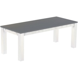 Esstisch 208x90 Rio Classico Seidengrau Weiss massiver Pinien Holztisch - vorgerichtet für Ansteckplatten - Tisch ausziehbar