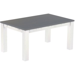 Esstisch 160x100 Rio Classico Seidengrau Weiss massiver Pinien Holztisch - vorgerichtet für Ansteckplatten - Tisch ausziehbar