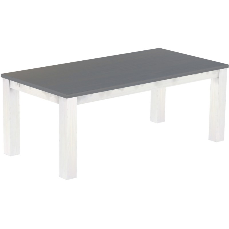 Esstisch 200x100 Rio Classico Seidengrau Weiss massiver Pinien Holztisch - vorgerichtet für Ansteckplatten - Tisch ausziehbar