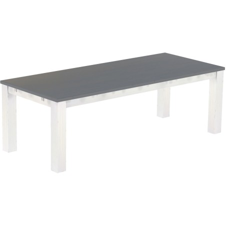 Esstisch 240x100 Rio Classico Seidengrau Weiss massiver Pinien Holztisch - vorgerichtet für Ansteckplatten - Tisch ausziehbar