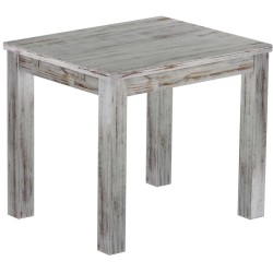 Esstisch 90x73 Rio Classico Shabby Eiche massiver Pinien Holztisch - vorgerichtet für Ansteckplatten - Tisch ausziehbar
