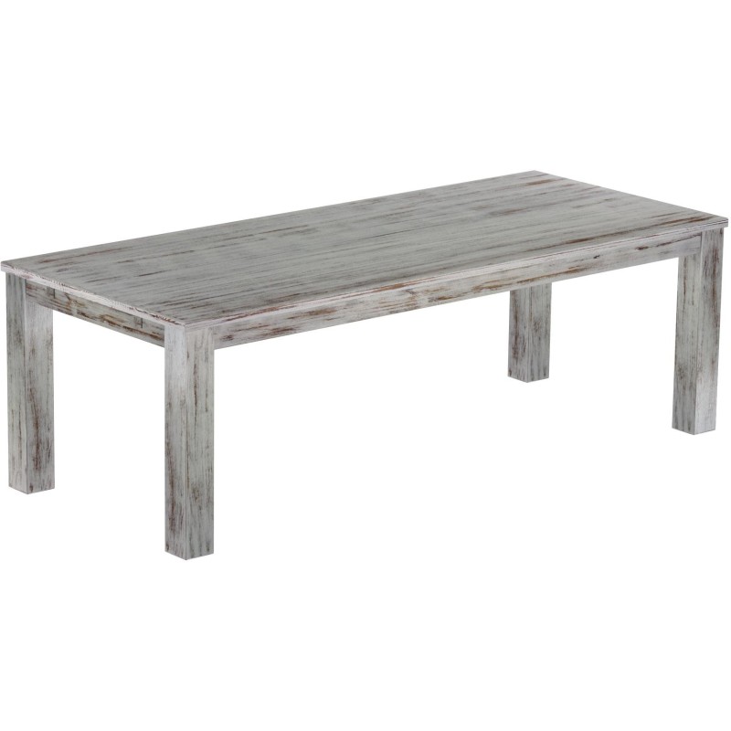 Esstisch 240x100 Rio Classico Shabby Eiche massiver Pinien Holztisch - vorgerichtet für Ansteckplatten - Tisch ausziehbar
