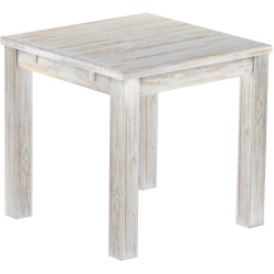 Esstisch 80x80 Rio Classico Shabby Brasil massiver Pinien Holztisch - vorgerichtet für Ansteckplatten - Tisch ausziehbar