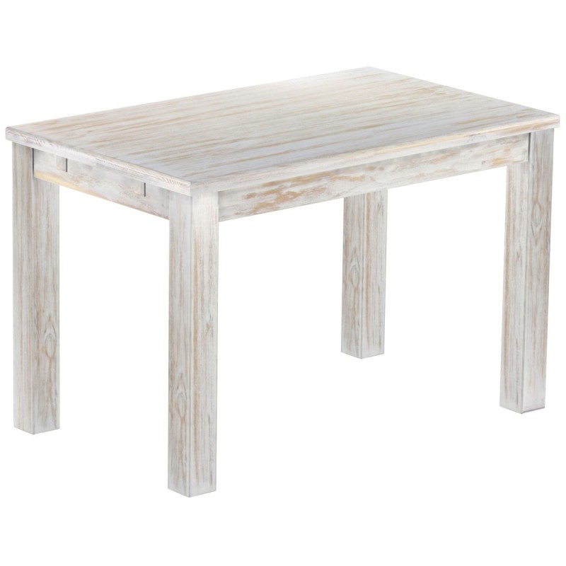 Esstisch 120x73 Rio Classico Shabby Brasil massiver Pinien Holztisch - vorgerichtet für Ansteckplatten - Tisch ausziehbar