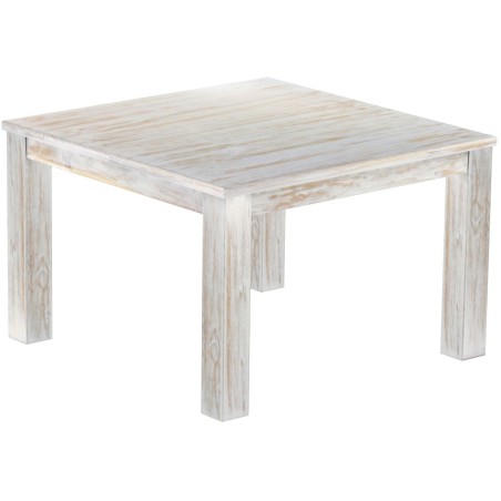 Esstisch 120x120 Rio Classico Shabby Brasil massiver Pinien Holztisch - vorgerichtet für Ansteckplatten - Tisch ausziehbar