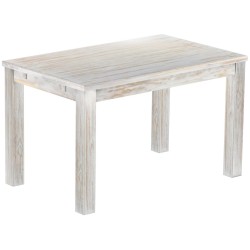 Esstisch 130x80 Rio Classico Shabby Brasil massiver Pinien Holztisch - vorgerichtet für Ansteckplatten - Tisch ausziehbar