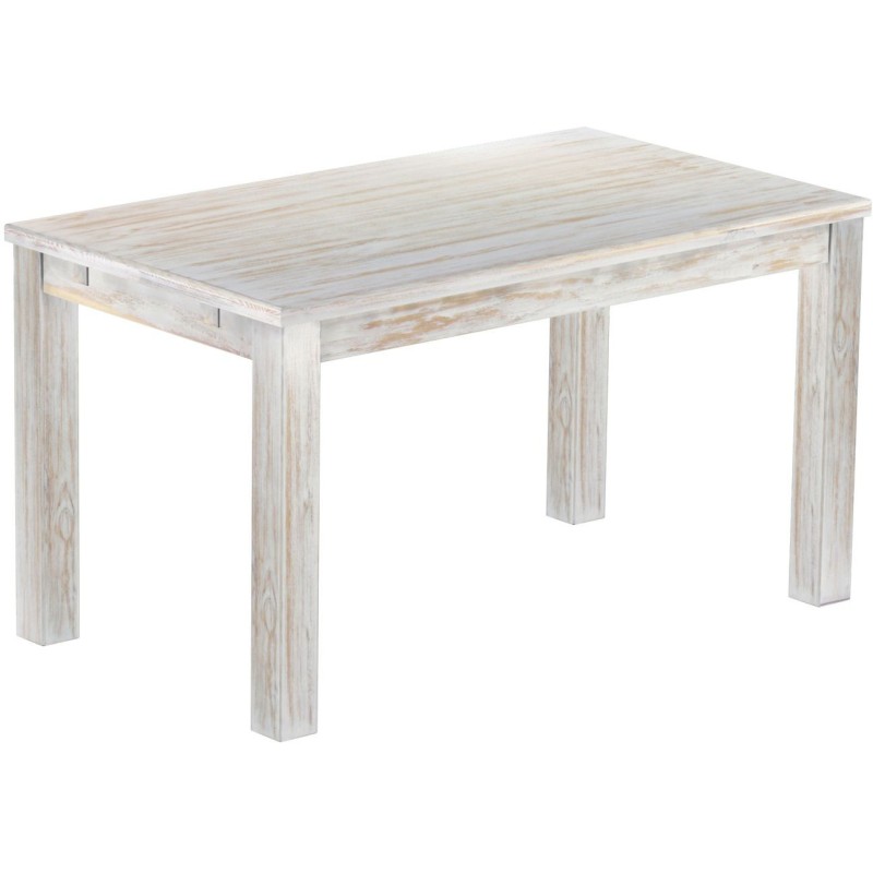 Esstisch 140x80 Rio Classico Shabby Brasil massiver Pinien Holztisch - vorgerichtet für Ansteckplatten - Tisch ausziehbar