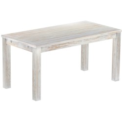 Esstisch 160x80 Rio Classico Shabby Brasil massiver Pinien Holztisch - vorgerichtet für Ansteckplatten - Tisch ausziehbar
