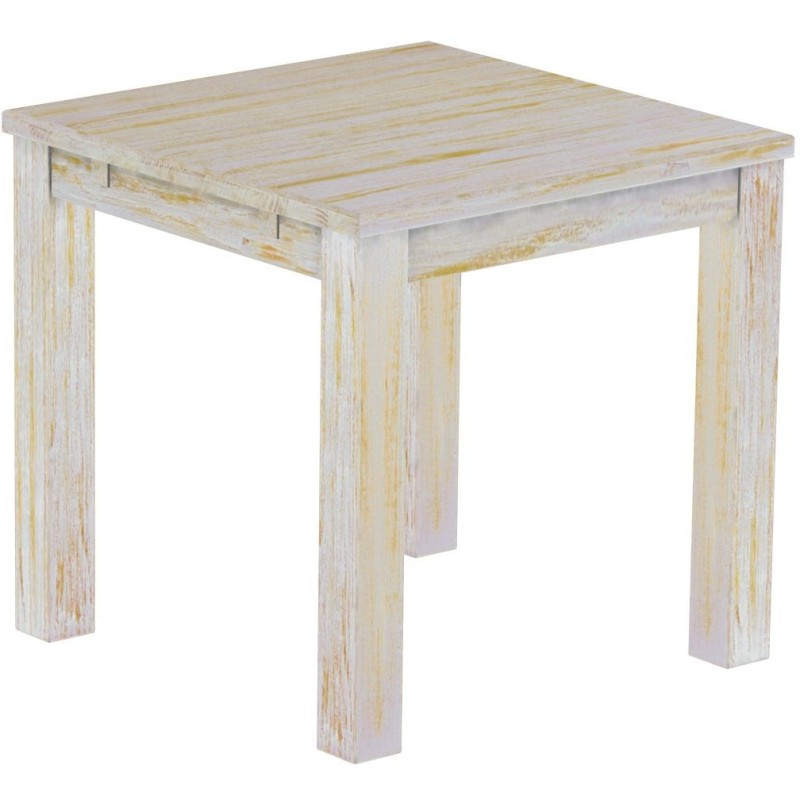 Esstisch 80x80 Rio Classico Shabby Honig massiver Pinien Holztisch - vorgerichtet für Ansteckplatten - Tisch ausziehbar