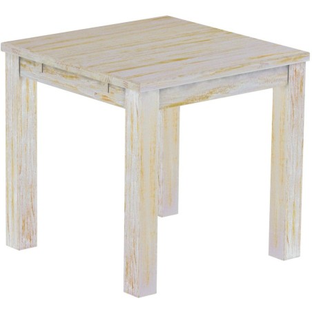 Esstisch 80x80 Rio Classico Shabby Honig massiver Pinien Holztisch - vorgerichtet für Ansteckplatten - Tisch ausziehbar