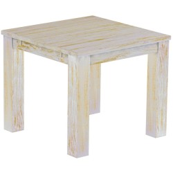 Esstisch 90x90 Rio Classico Shabby Honig massiver Pinien Holztisch - vorgerichtet für Ansteckplatten - Tisch ausziehbar