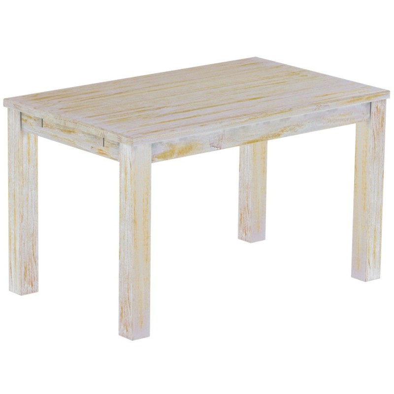 Esstisch 130x80 Rio Classico Shabby Honig massiver Pinien Holztisch - vorgerichtet für Ansteckplatten - Tisch ausziehbar