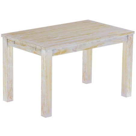Esstisch 130x80 Rio Classico Shabby Honig massiver Pinien Holztisch - vorgerichtet für Ansteckplatten - Tisch ausziehbar