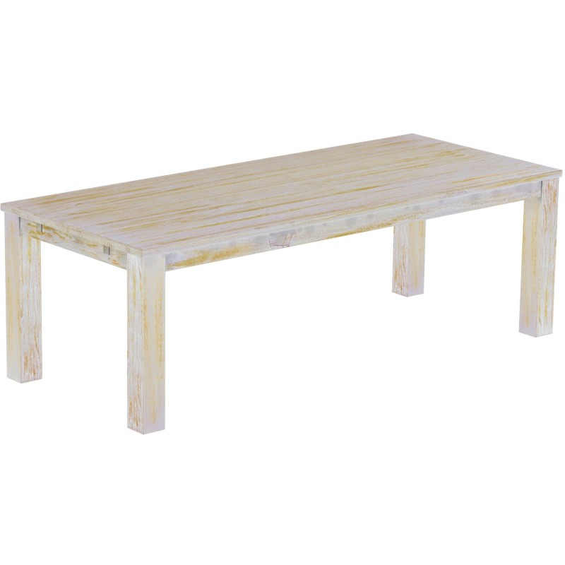 Esstisch 240x100 Rio Classico Shabby Honig massiver Pinien Holztisch - vorgerichtet für Ansteckplatten - Tisch ausziehbar