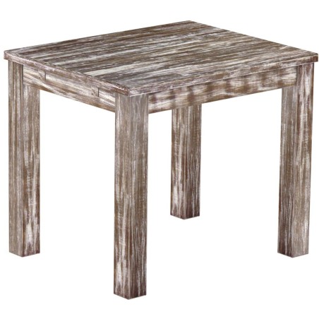 Esstisch 90x73 Rio Classico Shabby Antik Eiche massiver Pinien Holztisch - vorgerichtet für Ansteckplatten - Tisch ausziehbar