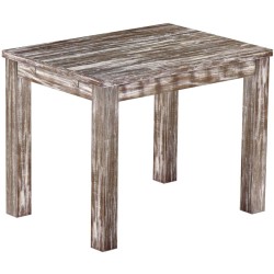 Esstisch 100x73 Rio Classico Shabby Antik Eiche massiver Pinien Holztisch - vorgerichtet für Ansteckplatten - Tisch ausziehbar