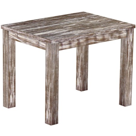 Esstisch 100x73 Rio Classico Shabby Antik Eiche massiver Pinien Holztisch - vorgerichtet für Ansteckplatten - Tisch ausziehbar