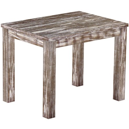 Esstisch 100x73 Rio Classico Shabby Antik Eiche massiver Pinien Holztisch - vorgerichtet für Ansteckplatten - Tisch ausziehbar
