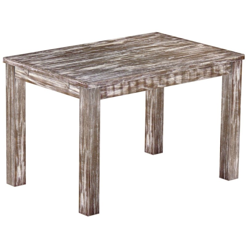 Esstisch 120x80 Rio Classico Shabby Antik Eiche massiver Pinien Holztisch - vorgerichtet für Ansteckplatten - Tisch ausziehbar