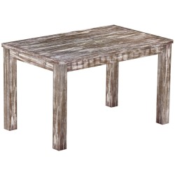 Esstisch 130x80 Rio Classico Shabby Antik Eiche massiver Pinien Holztisch - vorgerichtet für Ansteckplatten - Tisch ausziehbar