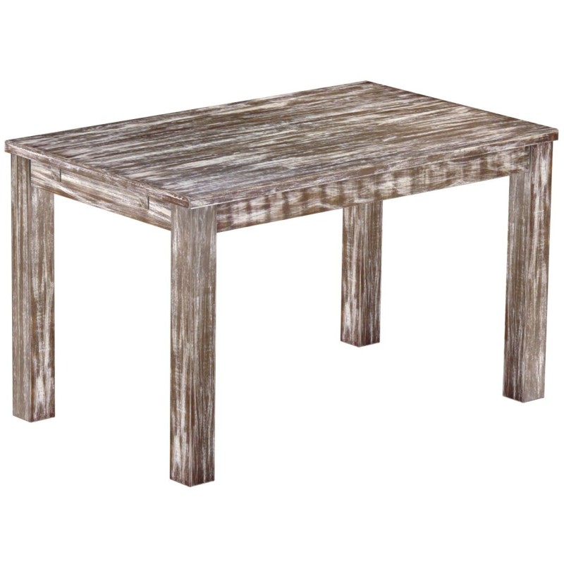 Esstisch 130x80 Rio Classico Shabby Antik Eiche massiver Pinien Holztisch - vorgerichtet für Ansteckplatten - Tisch ausziehbar