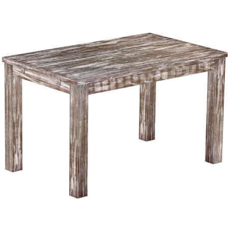 Esstisch 130x80 Rio Classico Shabby Antik Eiche massiver Pinien Holztisch - vorgerichtet für Ansteckplatten - Tisch ausziehbar