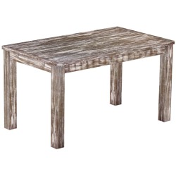 Esstisch 140x80 Rio Classico Shabby Antik Eiche massiver Pinien Holztisch - vorgerichtet für Ansteckplatten - Tisch ausziehbar
