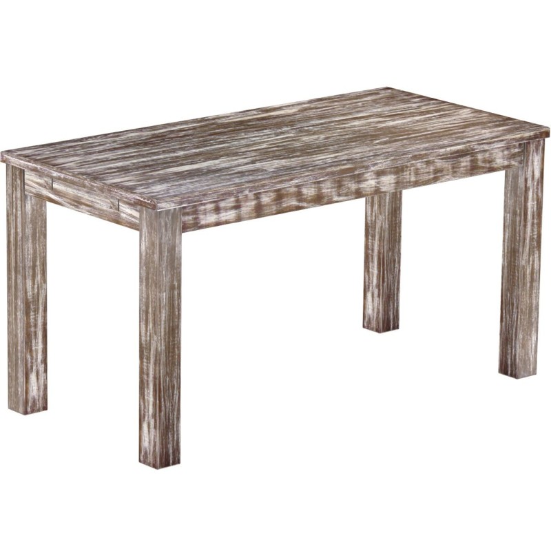 Esstisch 150x73 Rio Classico Shabby Antik Eiche massiver Pinien Holztisch - vorgerichtet für Ansteckplatten - Tisch ausziehbar