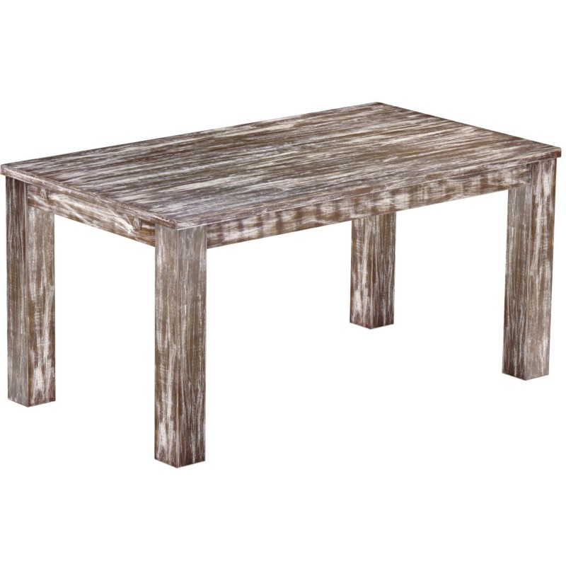 Esstisch 160x90 Rio Classico Shabby Antik Eiche massiver Pinien Holztisch - vorgerichtet für Ansteckplatten - Tisch ausziehbar