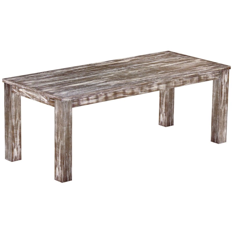 Esstisch 208x90 Rio Classico Shabby Antik Eiche massiver Pinien Holztisch - vorgerichtet für Ansteckplatten - Tisch ausziehbar