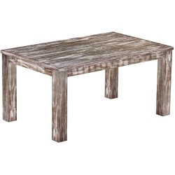 Esstisch 160x100 Rio Classico Shabby Antik Eiche massiver Pinien Holztisch - vorgerichtet für Ansteckplatten - Tisch ausziehbar