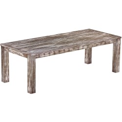Esstisch 240x100 Rio Classico Shabby Antik Eiche massiver Pinien Holztisch - vorgerichtet für Ansteckplatten - Tisch ausziehbar