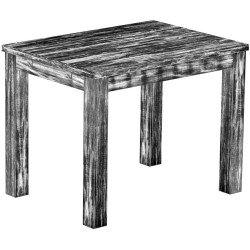 Esstisch 100x73 Rio Classico Shabby Antik Ebenholz massiver Pinien Holztisch - vorgerichtet für Ansteckplatten - Tisch ausziehba