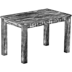 Esstisch 120x73 Rio Classico Shabby Antik Ebenholz massiver Pinien Holztisch - vorgerichtet für Ansteckplatten - Tisch ausziehba