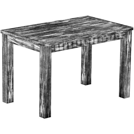 Esstisch 120x73 Rio Classico Shabby Antik Ebenholz massiver Pinien Holztisch - vorgerichtet für Ansteckplatten - Tisch ausziehba