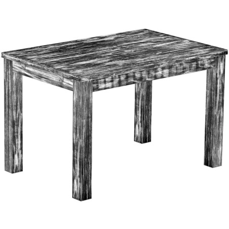 Esstisch 120x80 Rio Classico Shabby Antik Ebenholz massiver Pinien Holztisch - vorgerichtet für Ansteckplatten - Tisch ausziehba