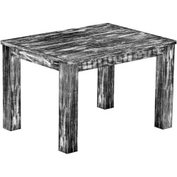 Esstisch 120x90 Rio Classico Shabby Antik Ebenholz massiver Pinien Holztisch - vorgerichtet für Ansteckplatten - Tisch ausziehba