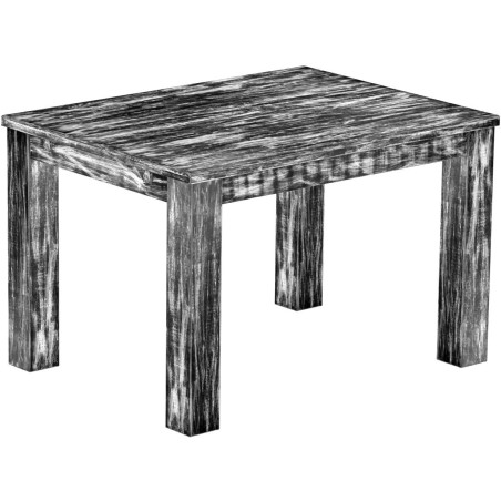Esstisch 120x90 Rio Classico Shabby Antik Ebenholz massiver Pinien Holztisch - vorgerichtet für Ansteckplatten - Tisch ausziehba