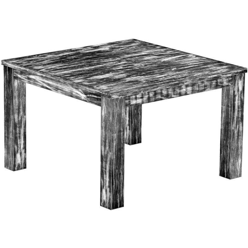 Esstisch 120x120 Rio Classico Shabby Antik Ebenholz massiver Pinien Holztisch - vorgerichtet für Ansteckplatten - Tisch ausziehb