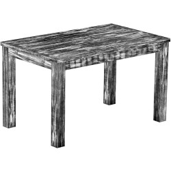 Esstisch 130x80 Rio Classico Shabby Antik Ebenholz massiver Pinien Holztisch - vorgerichtet für Ansteckplatten - Tisch ausziehba