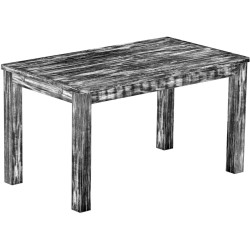 Esstisch 140x80 Rio Classico Shabby Antik Ebenholz massiver Pinien Holztisch - vorgerichtet für Ansteckplatten - Tisch ausziehba